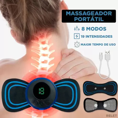 Mini Massageador Elétrico Portátil de Estimulação - Para Alívio da Dor Muscular