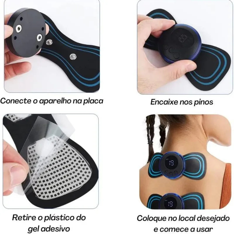 Mini Massageador Elétrico Portátil de Estimulação - Para Alívio da Dor Muscular