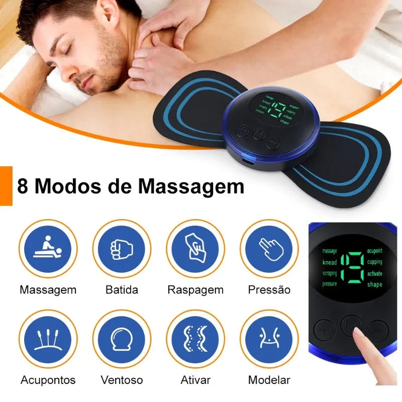 Mini Massageador Elétrico Portátil de Estimulação - Para Alívio da Dor Muscular