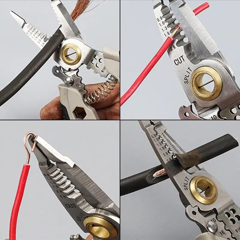 Alicate Descascador, grimpagem e corte de fios 7x1 Premium MultiTool® + Brinde 1 par de Luvas Isolantes Nitrilo Pro-Tech®