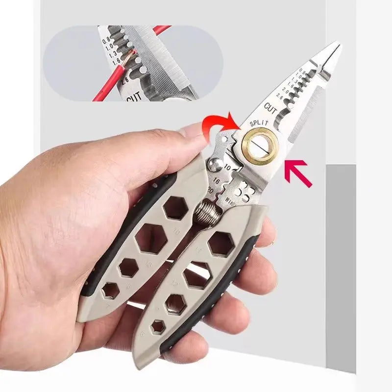 Alicate Descascador, grimpagem e corte de fios 7x1 Premium MultiTool® + Brinde 1 par de Luvas Isolantes Nitrilo Pro-Tech®