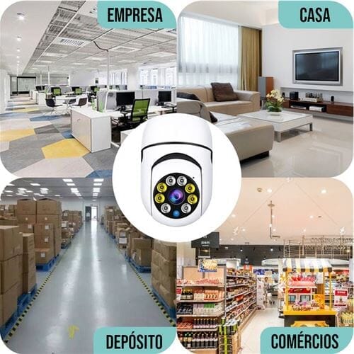 camera ip inteligente 360° lampada panoramica