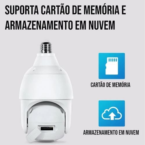 camera ip inteligente 360° lampada panoramica