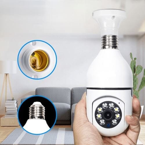 camera ip inteligente 360° lampada panoramica