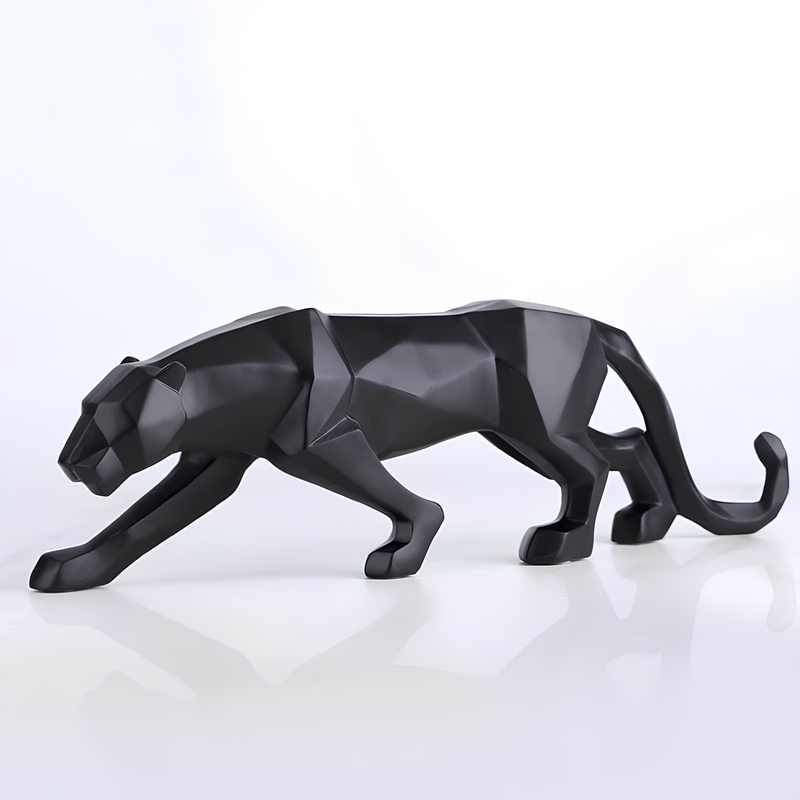 Escultura Leopardo Poliresina Preto